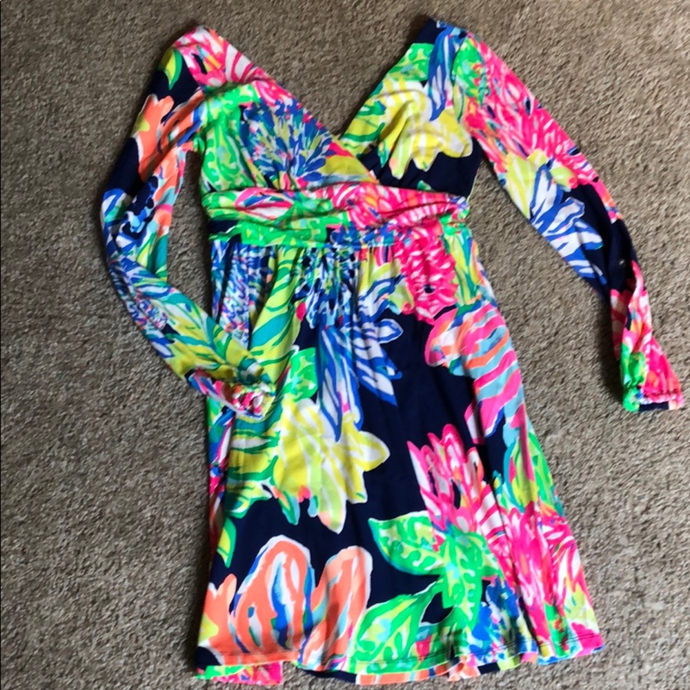 Lilly Pulitzer Fleur Dress Travelers Palm Print NWT M